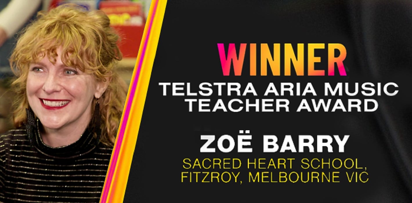 Winner of Telstra ARIA Music Teacher Award Zoe Barry of Sacred Heart School, Fitzroy Melbourne Victoria. 