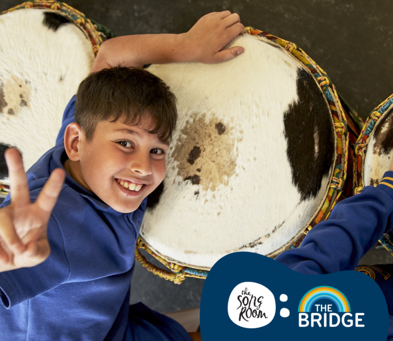 Boy plays the Drum in The Song Room program - now part of The Bridge for Contemporary Music Creators
