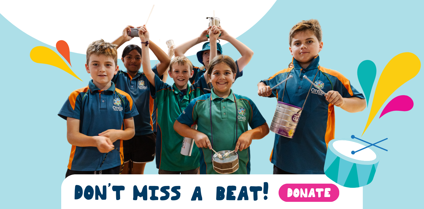 Don't Miss a Beat Appeal key image with Children with drums 