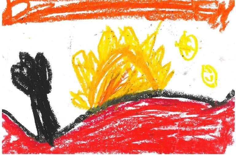 ‘Liam has learned and retained a specific Noongar word — ngaank yira (sunrise) and has not only remembered it but drawn it…(He has) gained a new relationship with time, Country, and language simultaneously.’